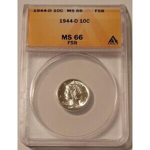 1944 D Mercury Dime MS66 FB ANACS
